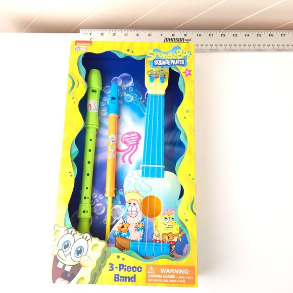 SpongeBob SquarePants 3-Piece Band Set Ukulele Recorder Slide Whistle New Toy - Picture 10 of 11